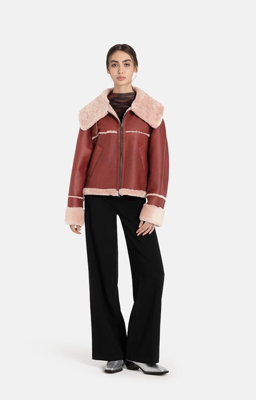 WERNER CHRIST Lambskin Jackets | Heidi: Short, Napped Jacket With Wool Effects