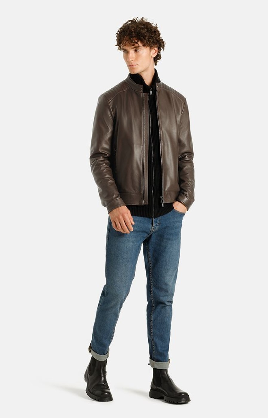 WERNER CHRIST Leather Jackets | Thore: Biker Jacket With Quilted Details