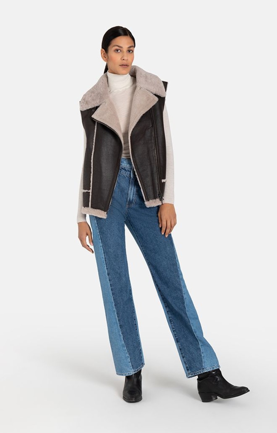 WERNER CHRIST Lambskin Jackets | Paulina: Waistcoat In Biker Look