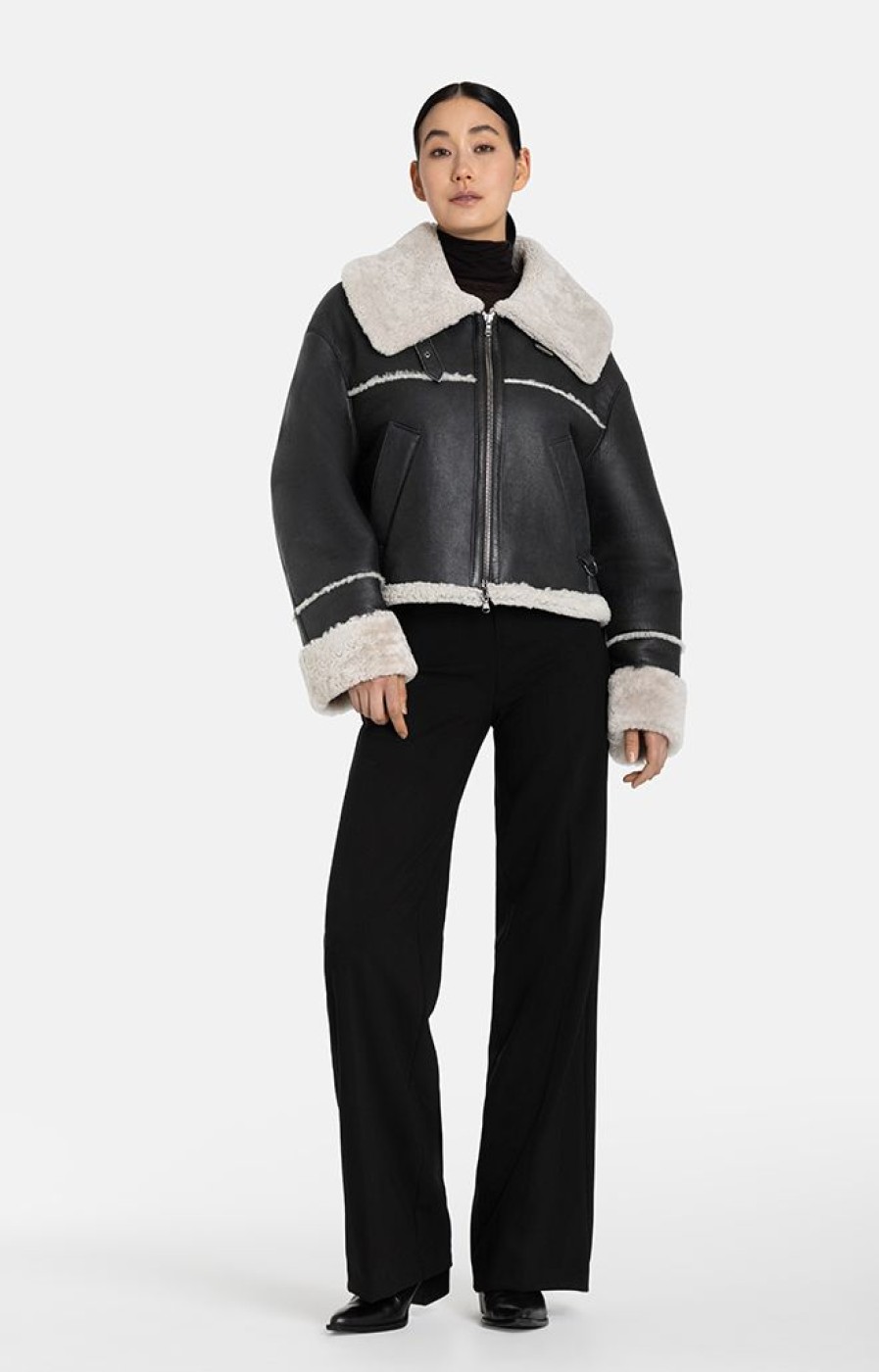 WERNER CHRIST Lambskin Jackets | Heidi: Short, Napped Jacket With Wool Effects