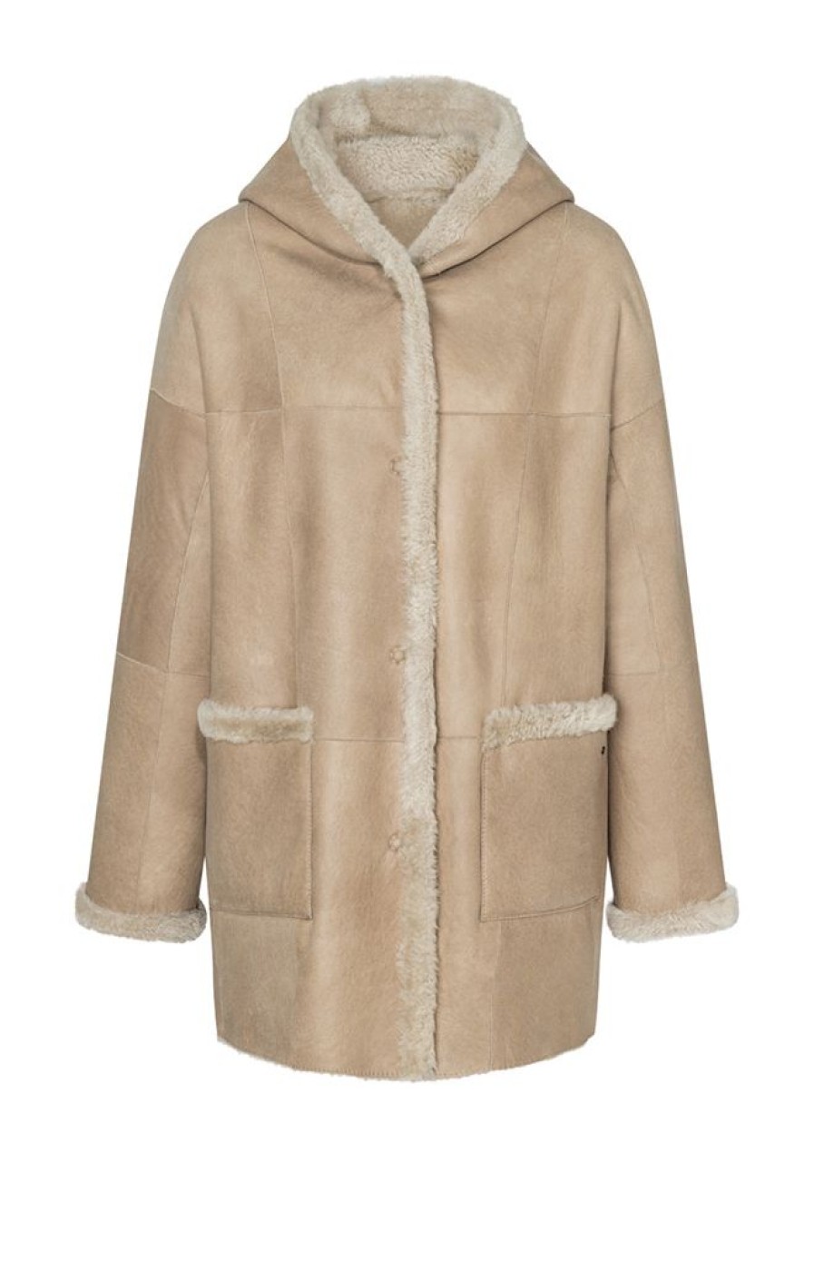 WERNER CHRIST Lambskin Jackets | Phoebe: Light Hooded Jacket In A Sand Tone