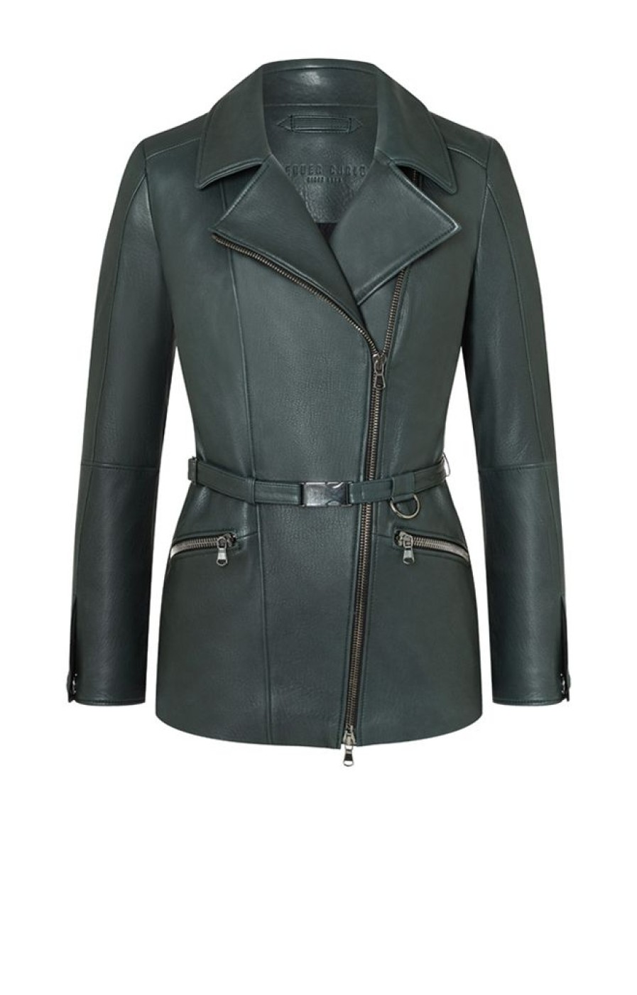 WERNER CHRIST Leather Jackets | Alessia: Longer Biker Jacket With Tie Belt