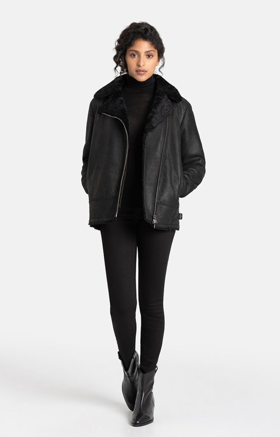 WERNER CHRIST Lambskin Jackets | Saphira: Oversized Jacket In Biker Style