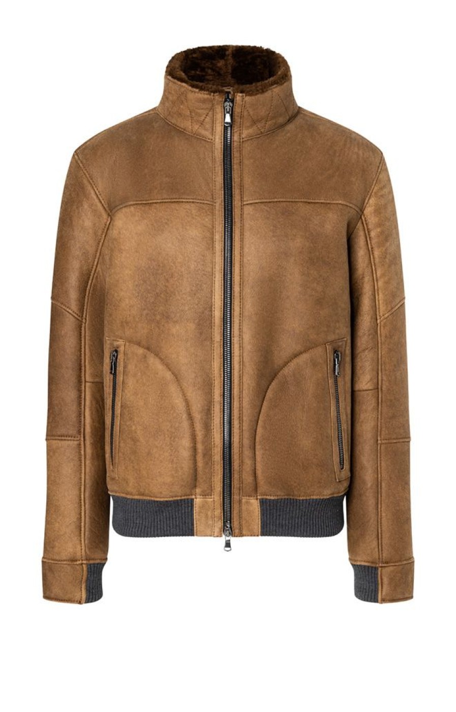 WERNER CHRIST Lambskin Jackets | Bendix: Knitted Bomber Jacket