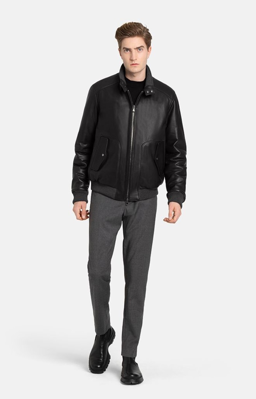 WERNER CHRIST Leather Jackets | Tristan: Padded Bomber With Knitted Welts