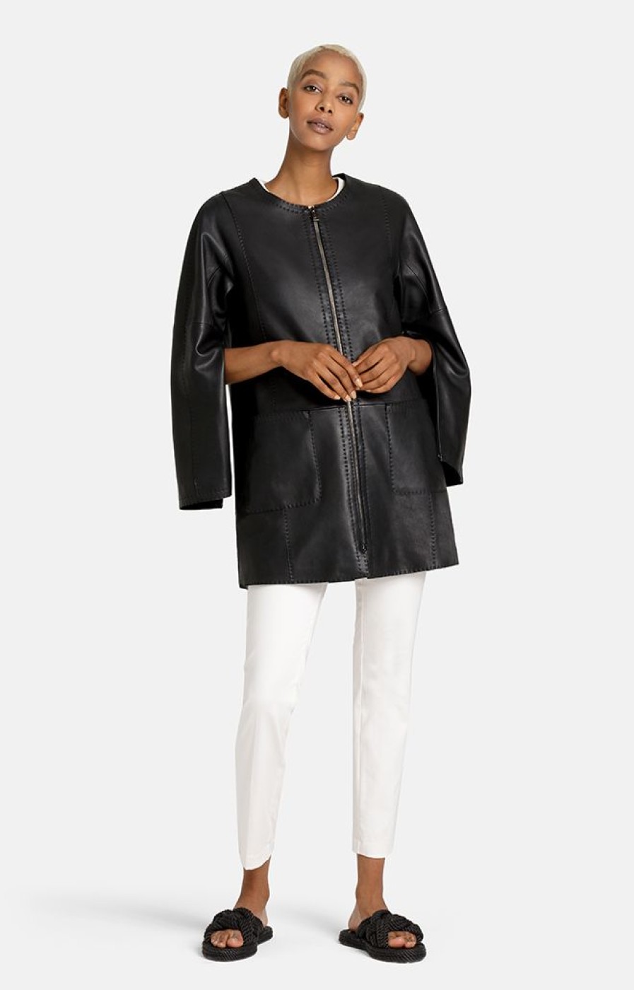 WERNER CHRIST Leather Jackets | Malea: Collarless Jacket With Cool Flared Sle