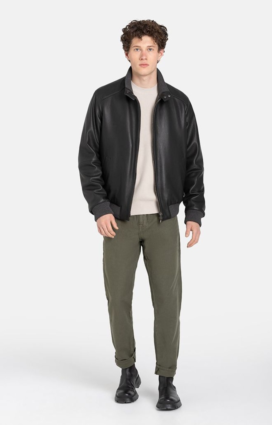 WERNER CHRIST Leather Jackets | Talib: Classic Nappa Blouson With Knitwear