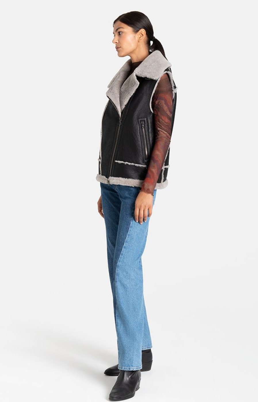 WERNER CHRIST Lambskin Jackets | Paulina: Waistcoat In Biker Look